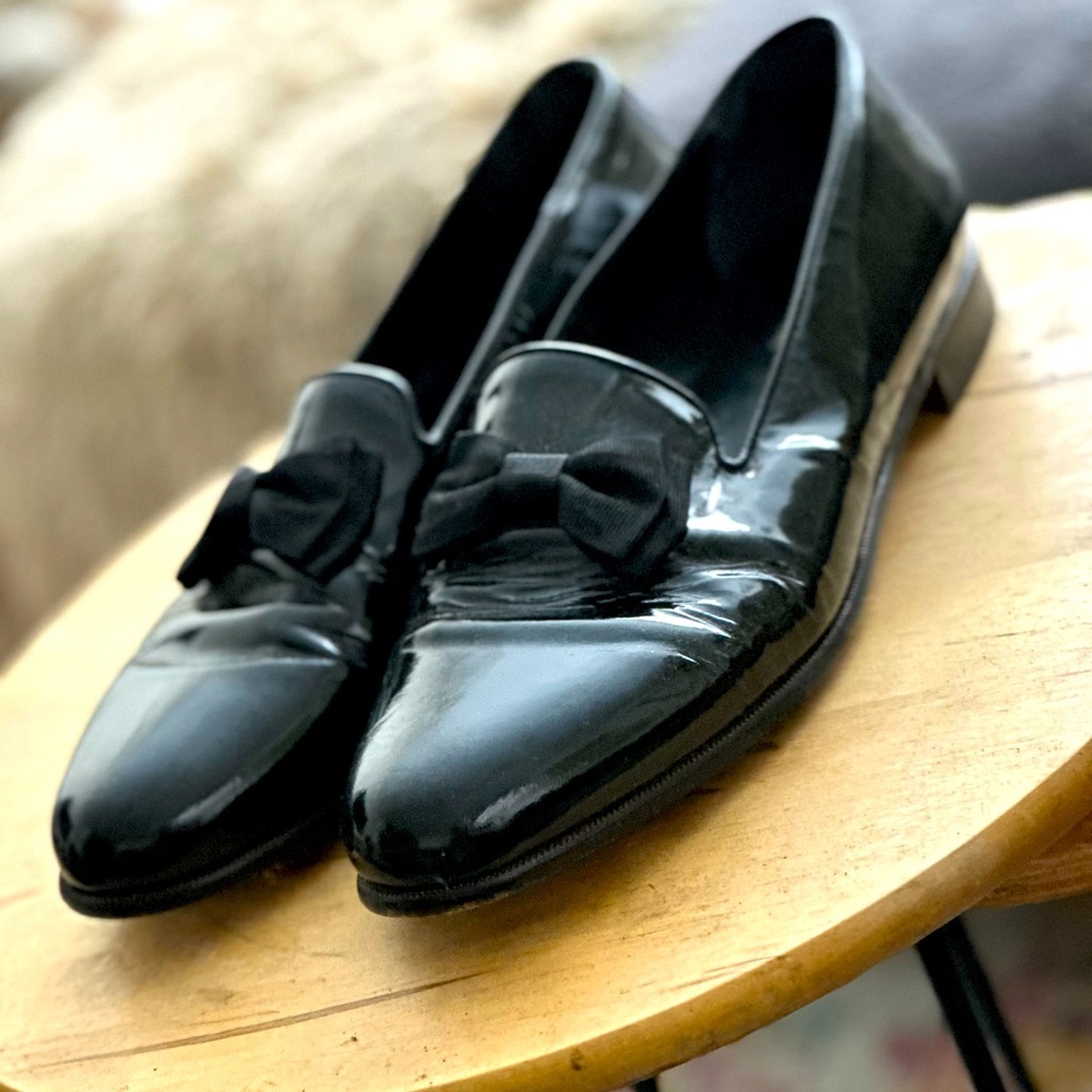 MENS Domani by Johnston & Murphy Black Patent Leather with Bow Dress Shoes